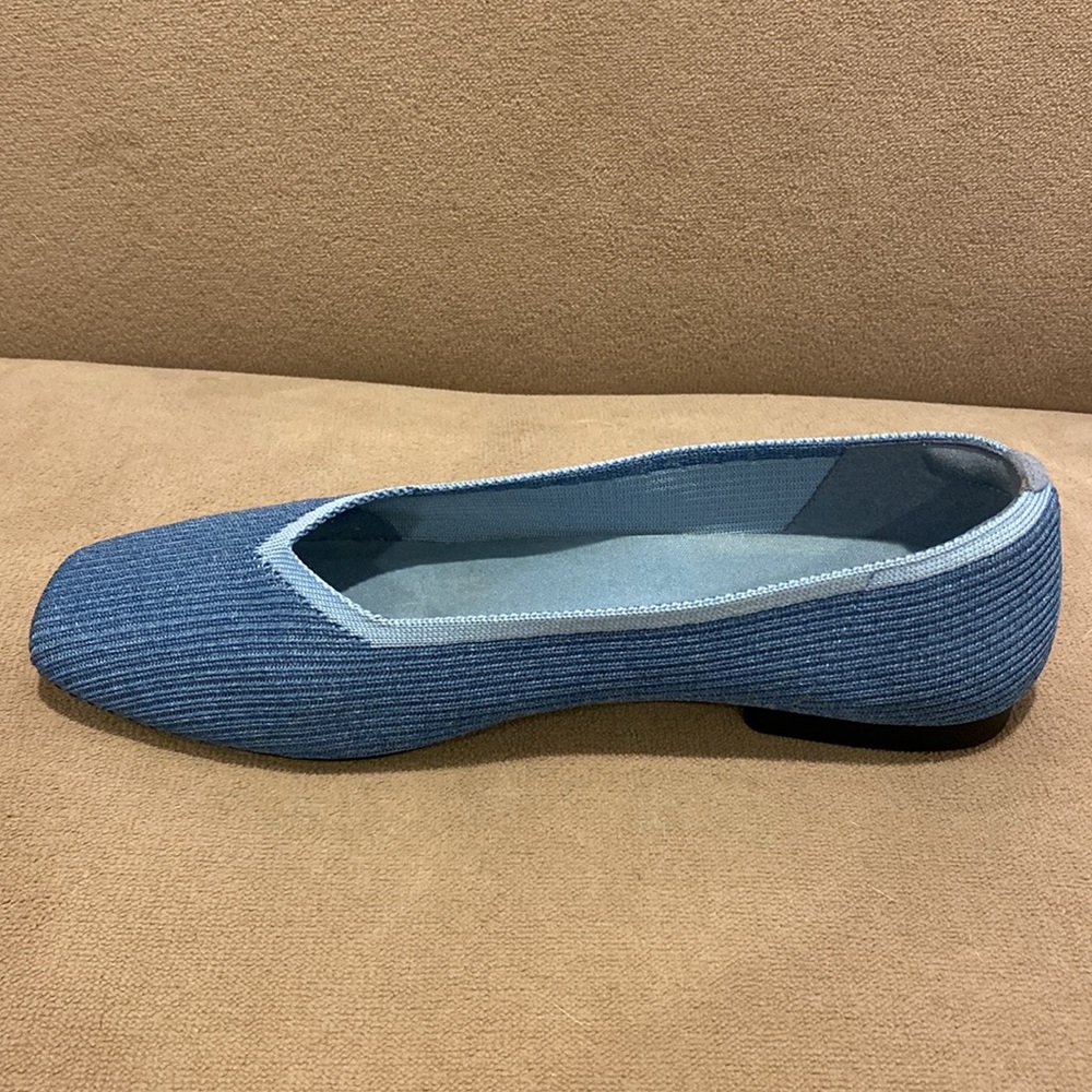 VIVAIA Margot Square-Toe V-Cut Knitted Flats Denim Blue Size 40 great used - Picture 5 of 12